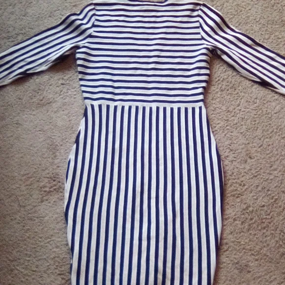 H & M Women Strips V Neck Formal Office Church Work party Boho Dance Dress - Picture 11 of 11